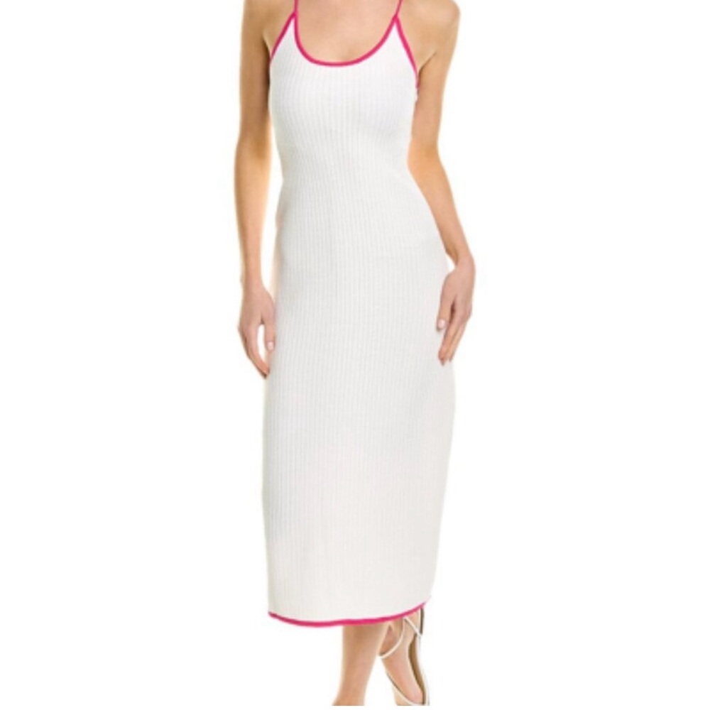 SOLID & STRIPED White and Pink Chemise with Spaghetti Straps
